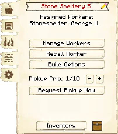 Main interface tab of the Stone Smeltery it's GUI