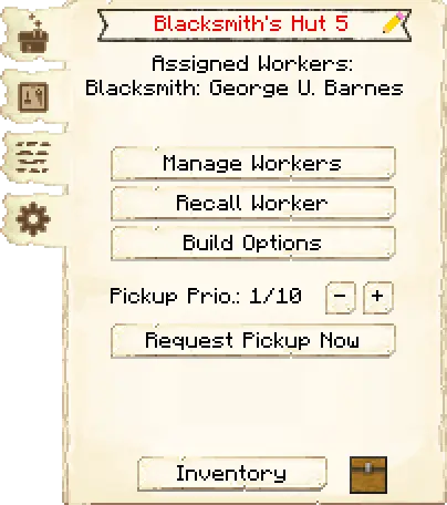 Main interface tab of the Blacksmith's Hut it's GUI
