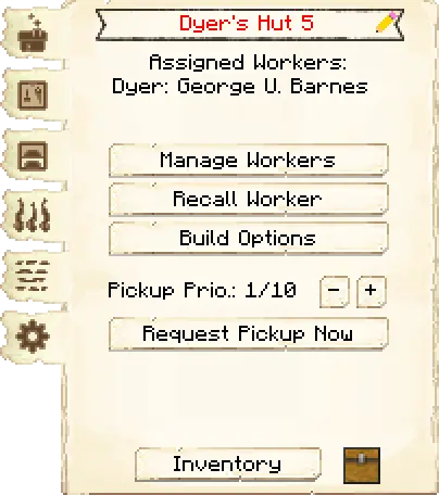 Main interface tab of the Dyer's Hut it's GUI