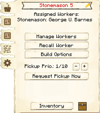 Main interface tab of the Stonemason's Hut it's GUI