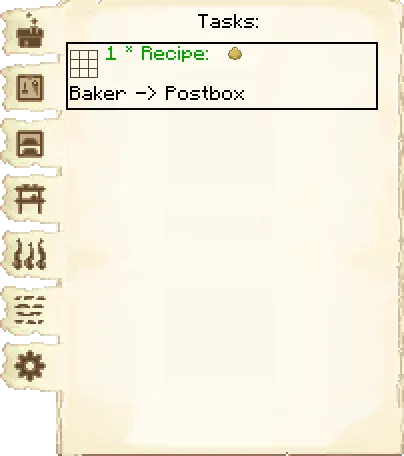 Tasks tab of the Bakery it's GUI
