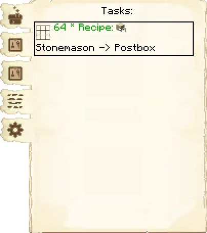 Tasks tab of the Stonemason's Hut it's GUI