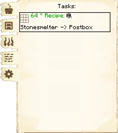 Tasks tab of the Stone Smeltery it's GUI