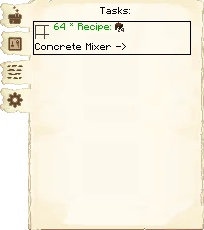 Tasks tab of the Concrete Mixer's Hut it's GUI