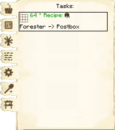 Tasks tab of the Forester's Hut it's GUI