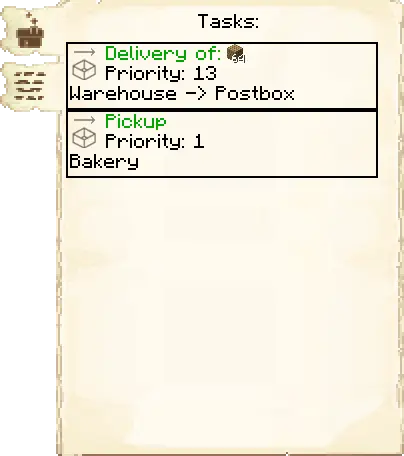 Tasks tab of the Courier's Hut it's GUI