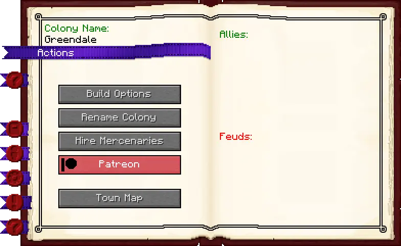 Townhall actions tab of the Town Hall it's GUI