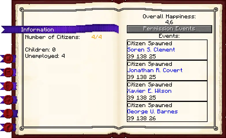 Townhall information tab of the Town Hall it's GUI