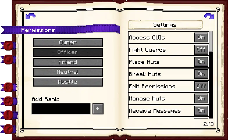 Townhall permissions tab of the Town Hall it's GUI