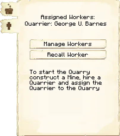 Manage workers tab of the Quarry it's GUI
