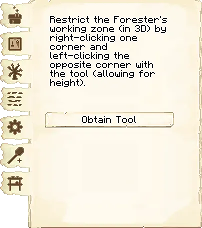 Zoning tool tab of the Forester's Hut it's GUI