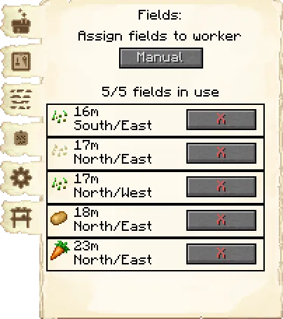 Fields tab of the Farmer's Hut it's GUI