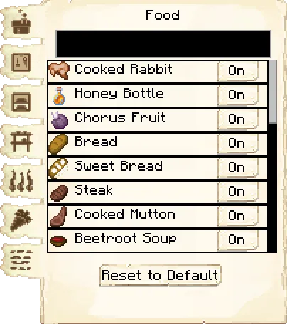 Food list tab of the Restaurant it's GUI