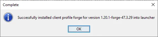 Forge installed notification