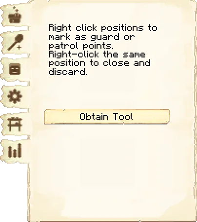 Guard tool tab of the Guard tower it's GUI