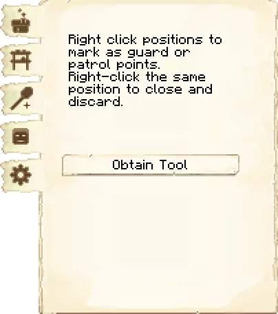 Guard tool tab of the Guard tower it's GUI