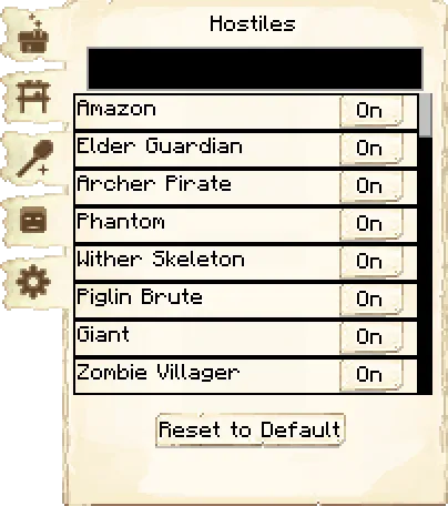 Hostiles list tab of the Barracks Tower it's GUI