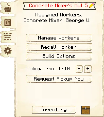 Main interface tab of the Concrete Mixer's Hut it's GUI