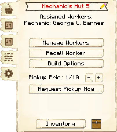 Main interface tab of the Mechanic's Hut it's GUI