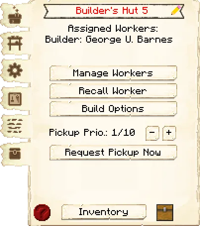 Builder's hut GUI