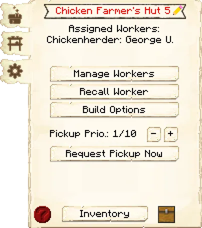 Main interface tab of the Chicken Farmer's Hut it's GUI