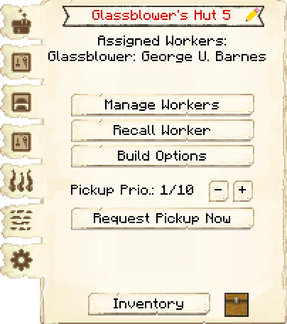 Main interface tab of the Glassblower's Hut it's GUI