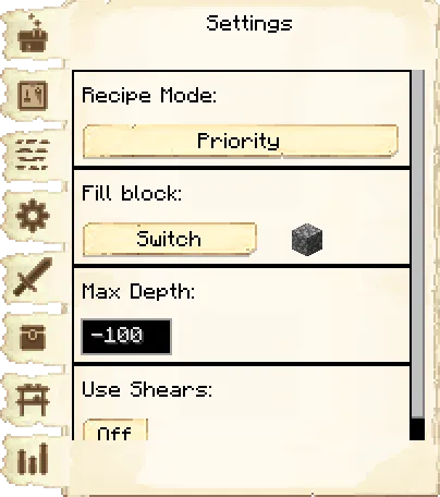 Settings tab of the Mine it's GUI