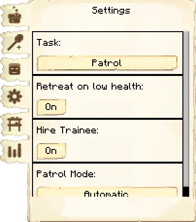 Settings tab of the Guard Tower it's GUI