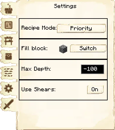 Settings tab of the Mine it's GUI