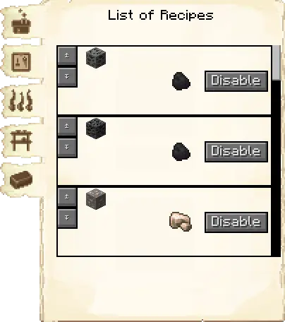 Smelting recipes tab of the Smeltery it's GUI
