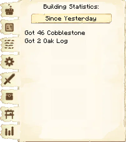 Building statistics tab of the Mine it's GUI