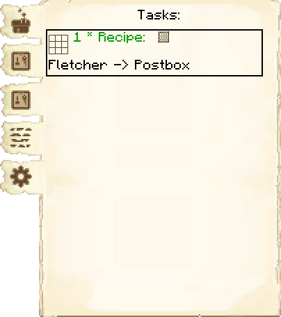 Tasks tab of the Fletcher's Hut it's GUI