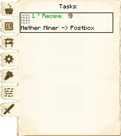 Tasks tab of the Nether Mine it's GUI