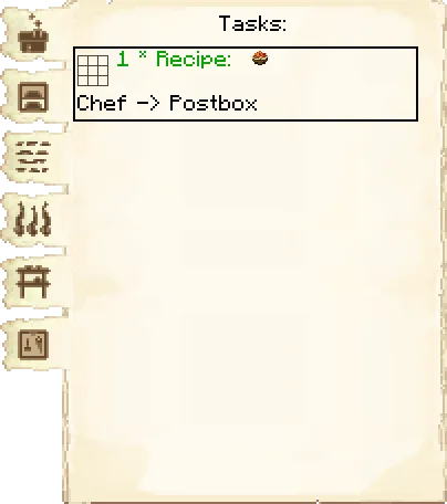 Tasks tab of the Cookery it's GUI